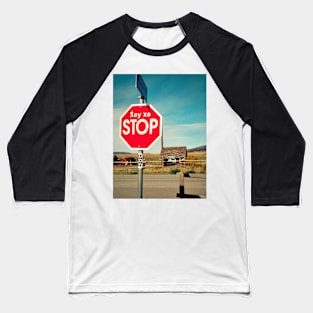 Bilingual stop sign in English and First Nations language near Merritt, BC, Canada. Baseball T-Shirt